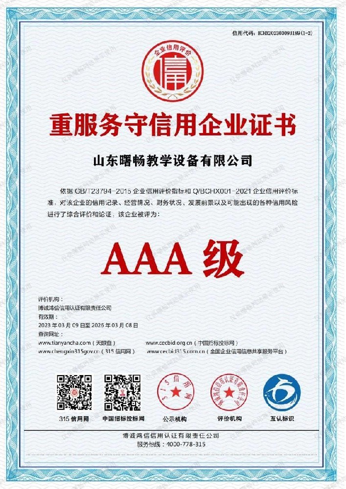 重服務(wù)守信用證書